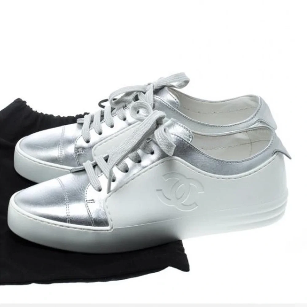 Chanel Silver Women's Sneakers - Picture 1 of 7